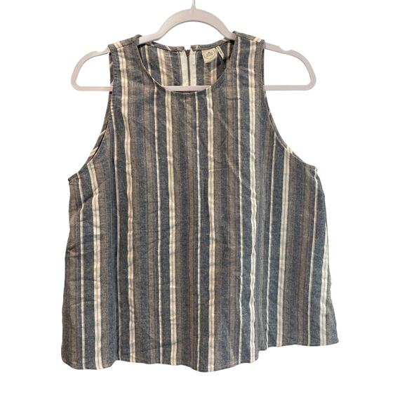 Paper Crane Women’s L Sleeveless Tank Top Blue White Gray Round Neck Zipper Back - Picture 1 of 6